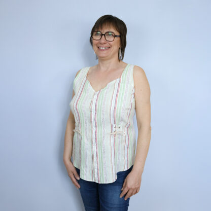 Top femme rayé vert et blanc