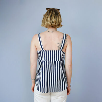 Top bretelles femme rayé bleu marine et blanc – Image 2