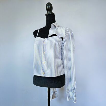 Ensemble chemise femme rayé bleu et blanc – Image 2
