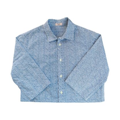 Chemise crop top femme à motifs bleue – Image 3