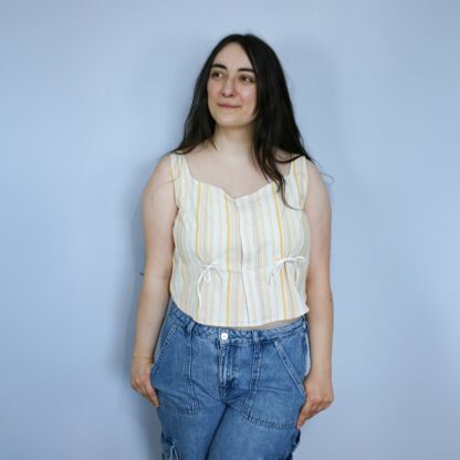 Crop top femme rayé jaune et blanc