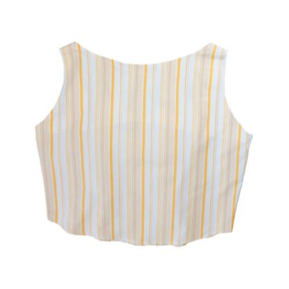 Crop top femme rayé jaune et blanc – Image 3