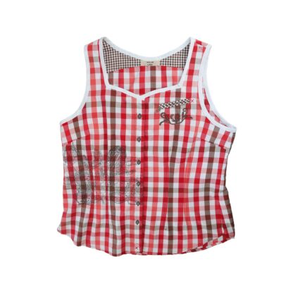 Top femme à carreaux rouges – Image 2